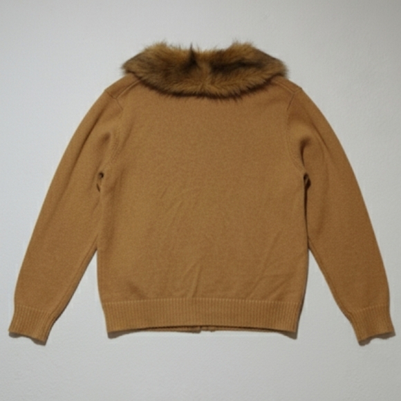 Vintage Fur Mobwife XL Sweater Kathie Lee Collection Camel Brown Tan Old Money - Picture 3 of 7